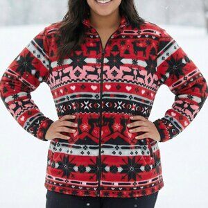 NWT $85 VERA BRADLEY Nordic fleece jacket red black pink 3XL